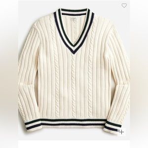 Jcrew Mens Medium cable knit sweater. Cream with blue and green trim.